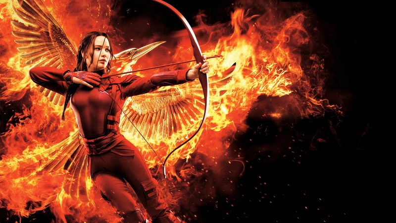 fire, The Hunger Games: Mockingjay - Part 2, shooter, birds, arrows, bow, Katniss Everdeen, 4K, Jennifer Lawrence