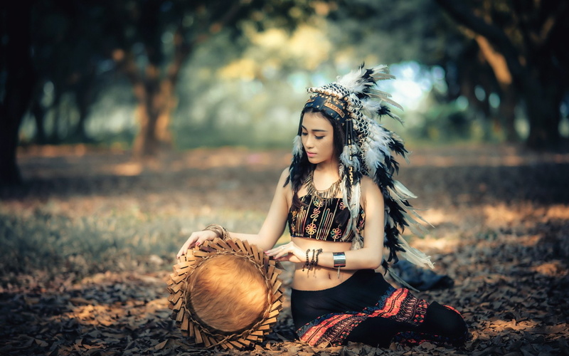 1080P, Native American, Asian, Headdress, Women