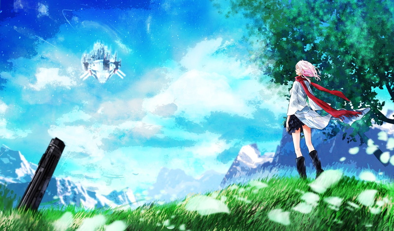 plant, leisure activity, nature, real people, anime girls, 720P, Yuzuriha Inori, people, cloud - sky, transportation, women, outdoors, blue, reflection