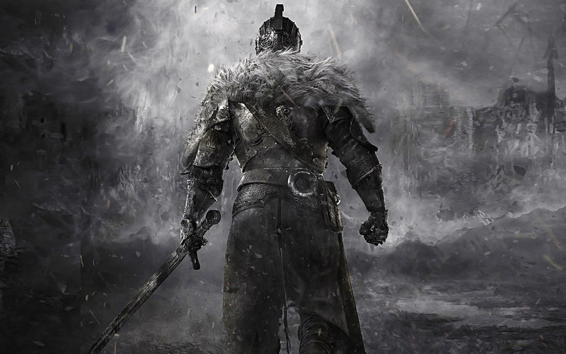 souls, dark, artwork, holding, sword, illustration, man, 1080P, dark souls 2