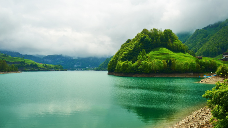 day, lungerersee, 4K, switzerland, non-urban scene, lagoon, no people, mountain range, europe, mountain lake, tree, land, lake lungern, rainforest, outdoors