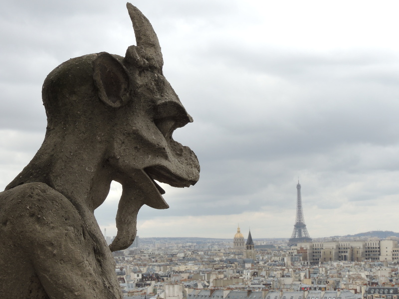 church, daytime, monster, architecture, building exterior, sculpture, landmark, built structure, tourism, statue, craft, sky, france, art and craft, notre dame
