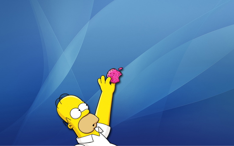 homer, simpsons, 1080P, Apple Inc., technology, hd, apple, inc, art, donuts, mac, simpson, x