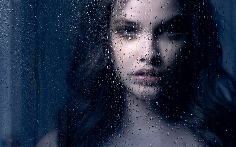 Barbara, drop, body part, portrait, window, water, close-up, beautiful woman, transparent, Palvin, beauty, raindrop, human face, women, wet, 2016, rain