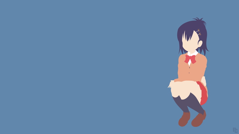 day, minimalism, clear sky, sky, simple background, outdoors, blue, 4K, mammal, blue background, anime girls, no people, representation, copy space, human representation
