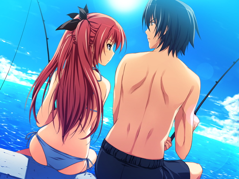 sunlight, adult, leisure activity, real people, togetherness, 2K, day, Nikaidou Reika, rear view, water, nature, females, blue, romance, Asagiri Kaito