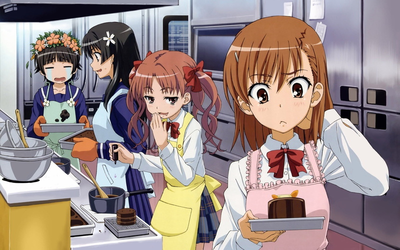 sitting, Shirai Kuroko, lifestyles, To aru Majutsu no Index, Uiharu Kazari, girls, creativity, front view, males, child, 1080P, people, baking, real people