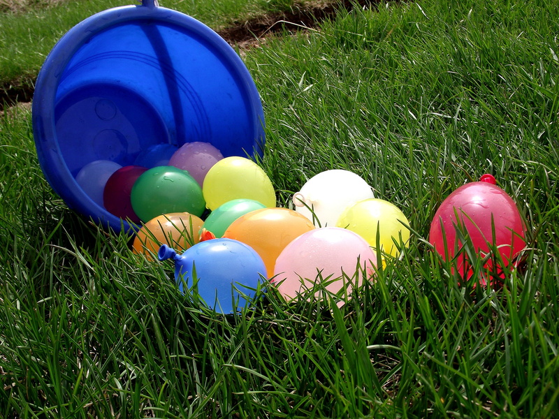joy, easter, photography, land, grass area, water, blue, pile, easter egg, event, balloon, orange, springtime, many, game, green, toy, color, green Color