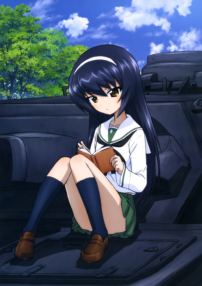 outdoors, real people, looking at camera, Girls und Panzer, 4K, beauty, luxury, beautiful people, tank, lifestyles, modern, Reizei Mako, anime, sky, cloud - sky