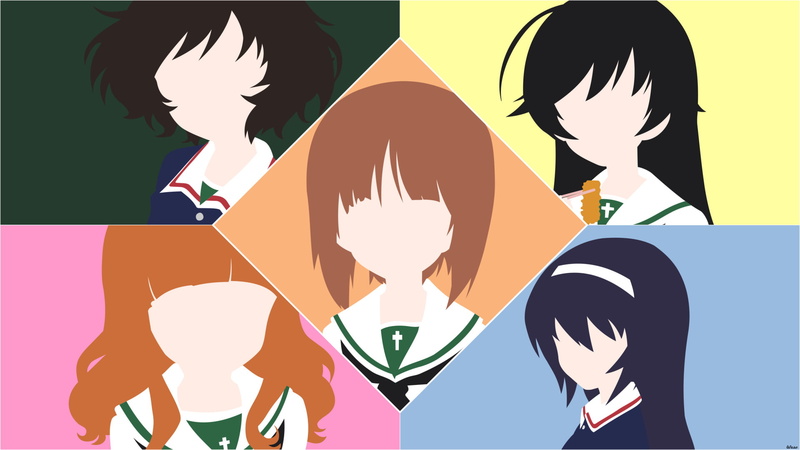 Saori Takebe, Anime, Minimalist, 1080P, Yukari Akiyama, Hana Isuzu, Mako Reizei, Miho Nishizumi, Girls und Panzer