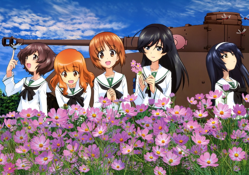 girls, mako, flowers, 4K, seifuku, takebe, saori, panzer, isuzu, nishizumi, hana, miho, und, reizei, akiyama, yukari