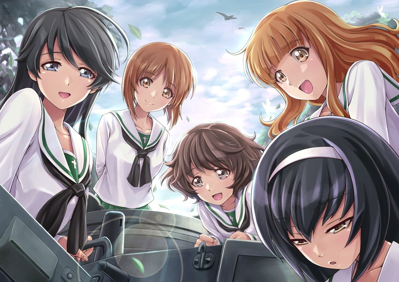 Isuzu Hana, Takebe Saori, Nishizumi Miho, Akiyama Yukari, anime, Girls Und Panzer, Reizei Mako, 720P, Anime Girls