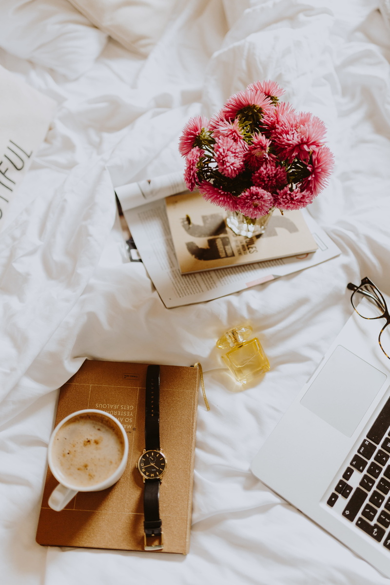macbook pro, morning, tray, temptation, bedding, bricks, coffee - drink, macbook, bed office, flowering plant, coffee, refreshment, directly above, bedroom