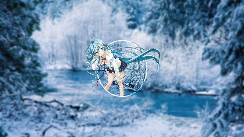 plant, close-up, ice, anime girls, water, branch, no people, focus on foreground, snow, forest, outdoors, Denpa Onna To Seishun Otoko, fragility, cold temperature
