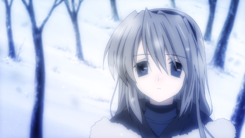 real people, covering, nature, snow, people, Sakagami Tomoyo, white color, day, cold temperature, headshot, portrait, representation, Clannad, focus on foreground