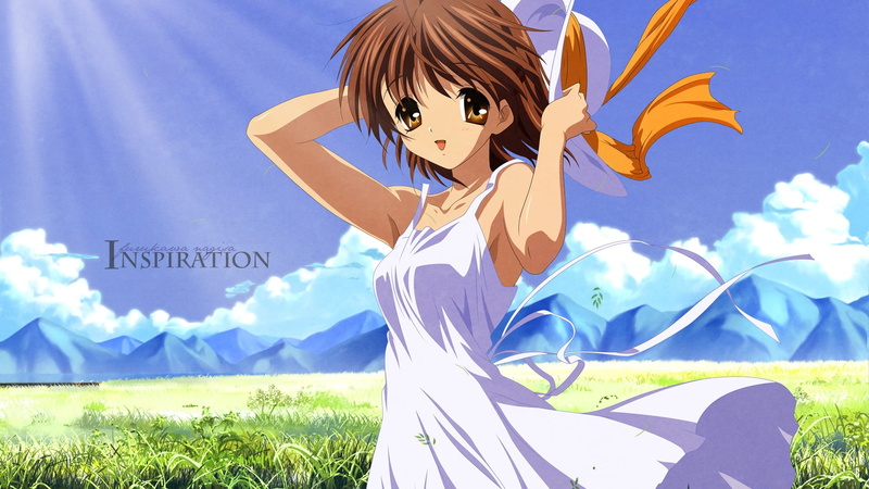 cloud - sky, one person, environment, field, Clannad, sky, females, nature, three quarter length, land, child, outdoors, illustration, women, leisure activity