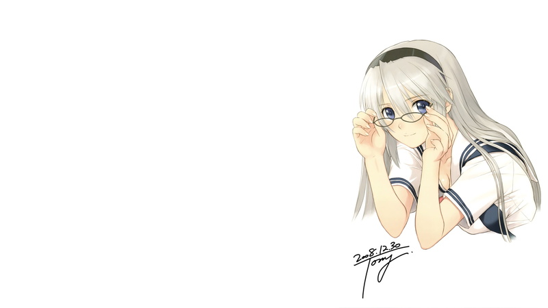 representation, close-up, hairstyle, anime girls, portrait, copy space, glasses, 2K, one person, white background, women, drawing - activity, art and craft