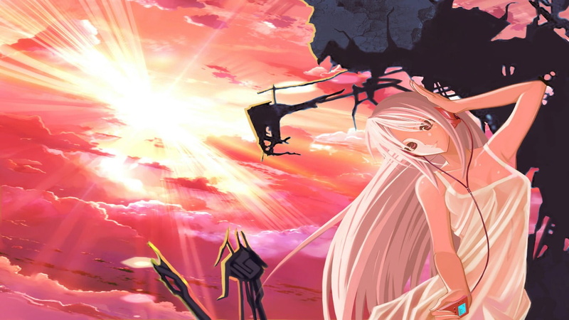 long hair, one person, young adult, anime girls, Sakagami Tomoyo, Clannad, celebration, blonde, human arm, young women, arms up, sunlight, built structure