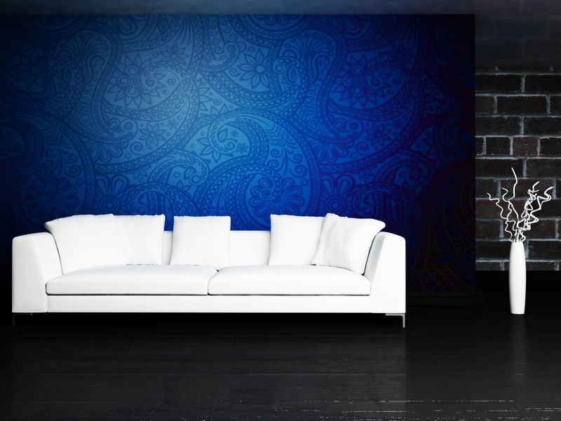 home, pattern, empty, home interior, table, blue, wall - building feature, no people, indoors, architecture, absence, seat, couch, sofa, luxury, electric lamp