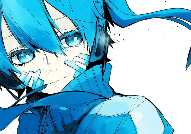 lifestyles, Enomoto Takane, portrait, headshot, looking, close-up, Kagerou Project, looking away, blue, haired, paint, one person, manga, illustration