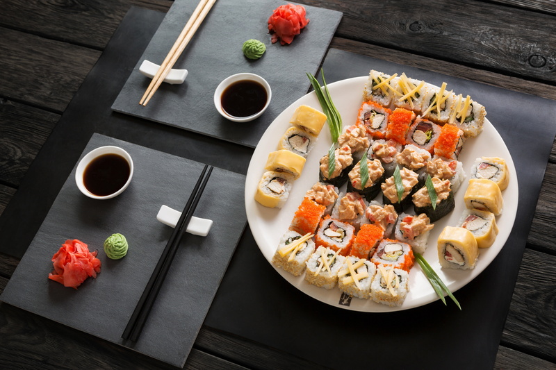 set, ginger, rolls, 5K, wasabi, sauce, sushi, japanese food, sticks