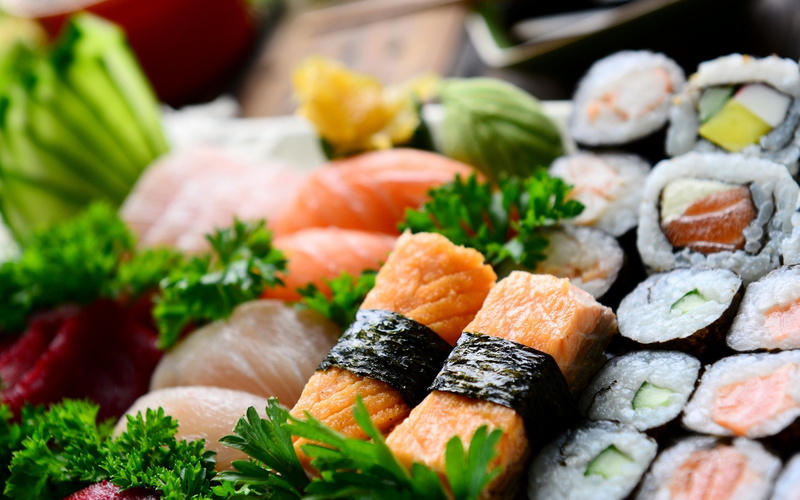 sushi, 2K, japanese cuisine, rolls, food, appetizing, fish