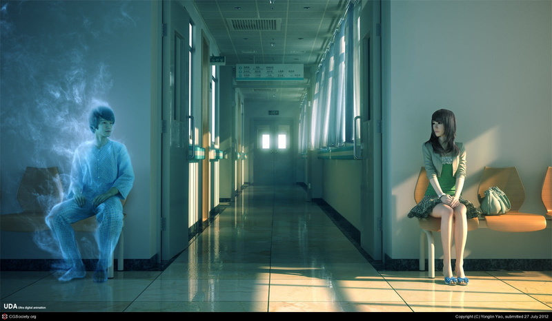 clothing, render, men, digital composite, caucasian Ethnicity, healthcare and medicine, asian Ethnicity, 720P, indoors, arcade, women, corridor, girl