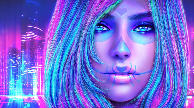 make up, sugar skull, look, beauty, dia delos muertos, art, face, girl, 1080P