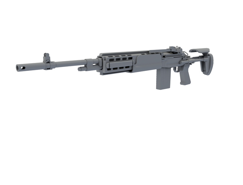 render, Cinema 4D, no background, weapon, 4K, M14 EBR, digital art, CGI