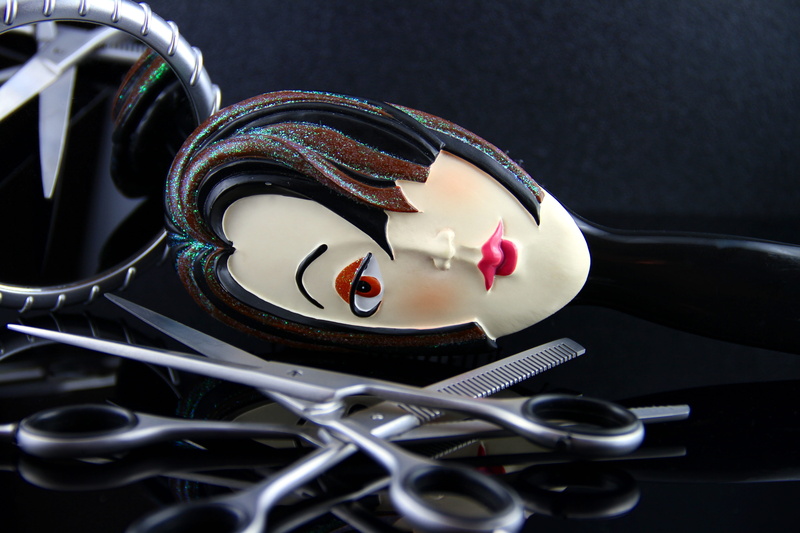 barber scissors, table, emotion, barber supplies, food, black background, representation, large group of objects, indoors, steel, temptation, mirror, selective focus