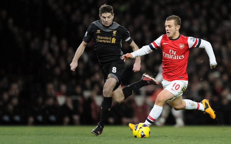 1080P, Arsenal, The Gunners, Football Club, midfielder, field, Jack Wilshere, Steven Gerrard, tribune