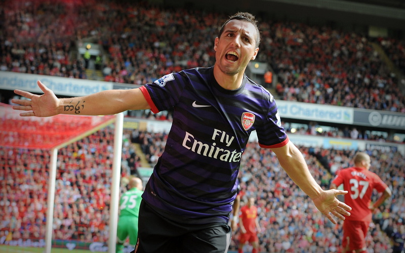 Arsenal, 1080P, With Santi Cazorla, player, Santi Cazorla, stadium, background, The Gunners, male, Football Club