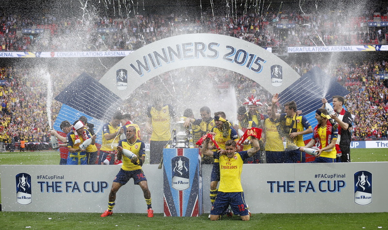 Arsenal, Football Club, The FA Cup, background, The Gunners, squirt, 2015, FA Cup, tribune, victory, 4K