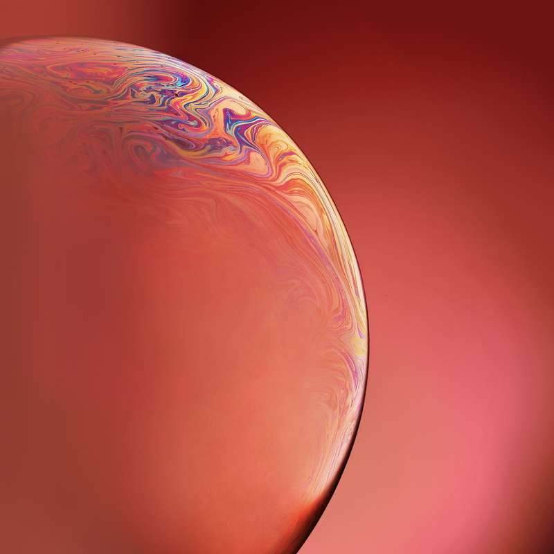 iOS 12, Planet, iPhone XR, Earth, Stock, Bubble, 1080P, Orange, HD