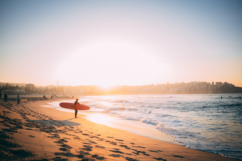 sun, sunset, women, dusk, holiday, sky, sea, shore, australia, cityscape, vacation, sundown, tranquil Scene, people, longboard, travel, summer, beach, sand