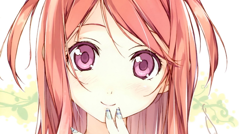 scans, smiling, girls, artist, eyes, blush, polish, face, kantoku, fingernails, faces, characters, kurumi, 1080P, original, nail, hands, orange, hair