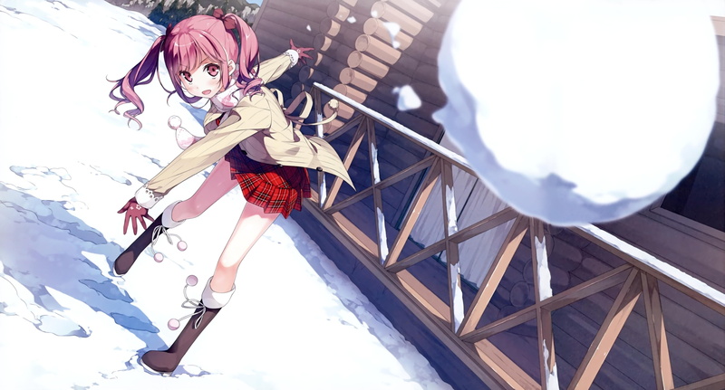 Kantoku, anime, 4K, Kurumi (Kantoku), Pink Hair, Afterschool Of The 5th Year, snow, Anime Girls, Original Characters