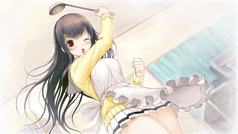 1080P, hair, kanojo, seifuku, game, koi, sone, black, eyes, long, santa, purple, nitroplus, kimi, miyuki, apron, tsuji