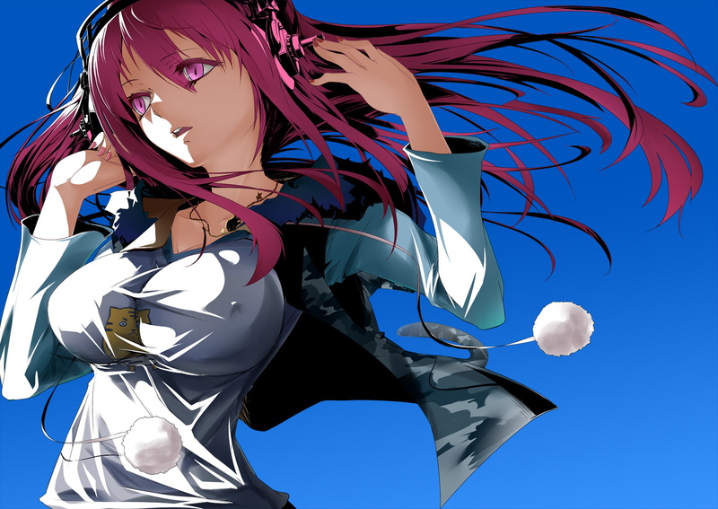 pink, blue, eyes, sonico, headphones, super, tagme, 720P, initial, nitroplus