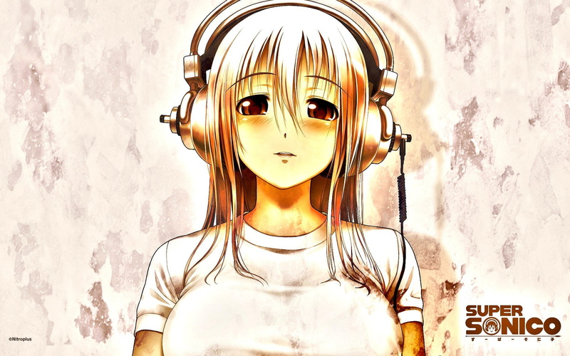 anime, nitroplus, brown, girls, 1080P, super, eyes, headphones, sonico