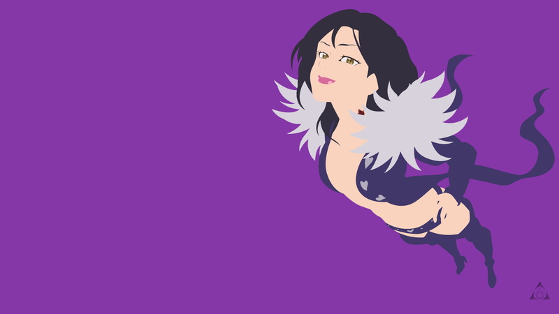 emotion, colored background, body part, women, purple background, one animal, purple, human face, studio shot, Nanatsu no Taizai, one person, anime girls