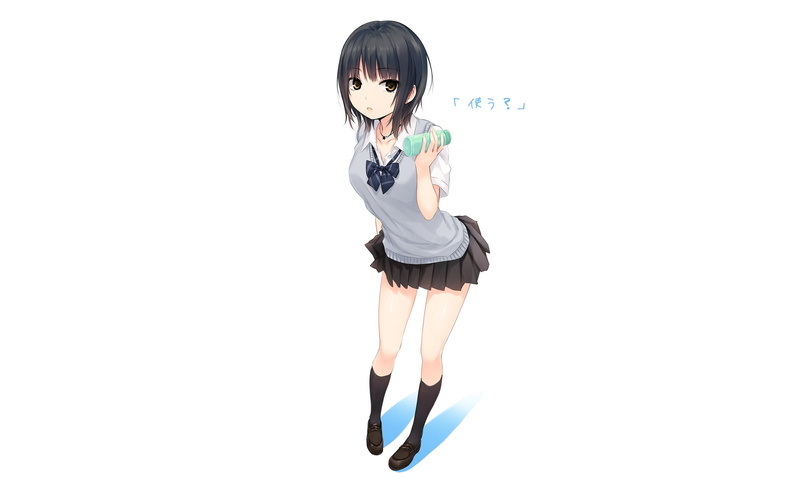 copy space, studio shot, shorts, lifestyles, looking at camera, original characters, cut out, girls, women, full length, bangs, white background, hair