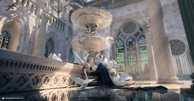 digital painting, WLOP, princess, fantasy architecture, GhostBlade ( comics ), 1080P