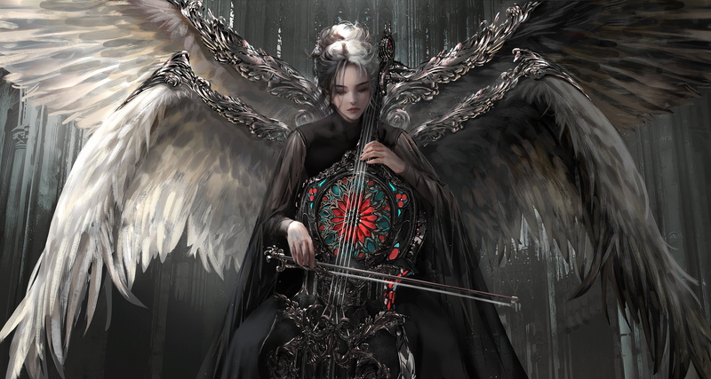 fantasy girl, drawing, women, digital art, fantasy art, wings, artwork, fan art, illustration, angel, 5K, Nixeu