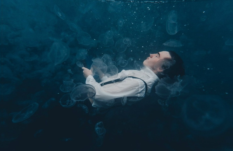 face, landscape, white clothing, 720P, Chill Out, photography, Marina Sarycheva, Russian Model, see-through clothing, underwater, swimming, closed eyes