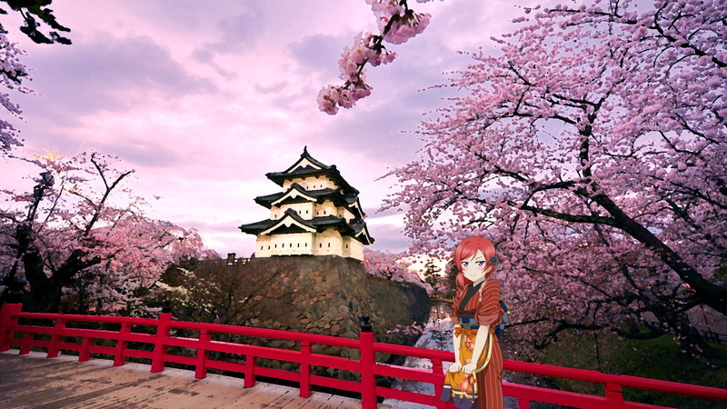 cherry tree, nature, Love Live!, art and craft, built structure, artwork, outdoors, no people, representation, branch, statue, blossom, religion, belief