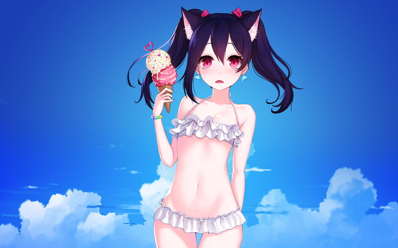 women, blue, 1080P, clothing, Anime, beautiful woman, portrait, beauty, happiness, one person, females, nature, holiday, Nico Yazawa, fashion, smiling