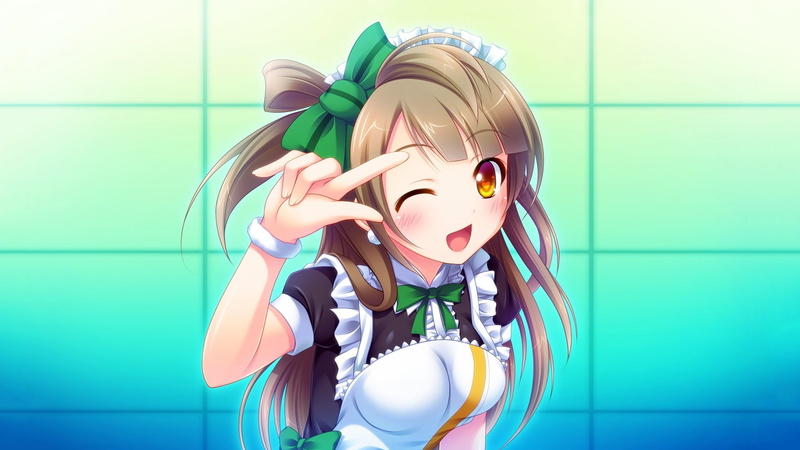 waist up, women, anime, emotion, green color, Love Live!, representation, girls, front view, multi colored, Minami Kotori, child, anime girls, 1080P, indoors