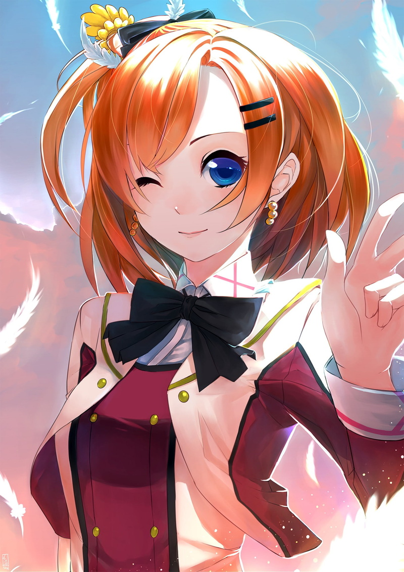 people, women, anime, childhood, anime girls, representation, cloud - sky, disguise, vibrant color, fun, short hair, Kousaka Honoka, celebration, celebration event