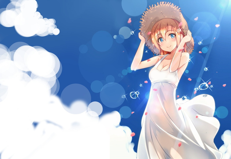 women, nature, 1080P, anime, hairstyle, young women, adult, blue, real people, blue eyes, digital composite, young adult, celebration, blonde, beauty